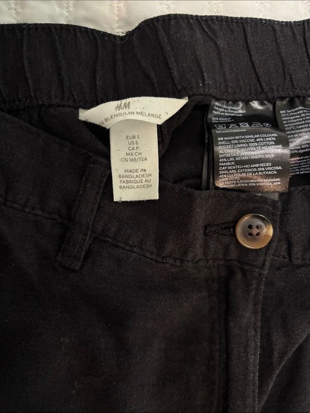 H&M Women’s Black Linen Blend Straight Leg Pants